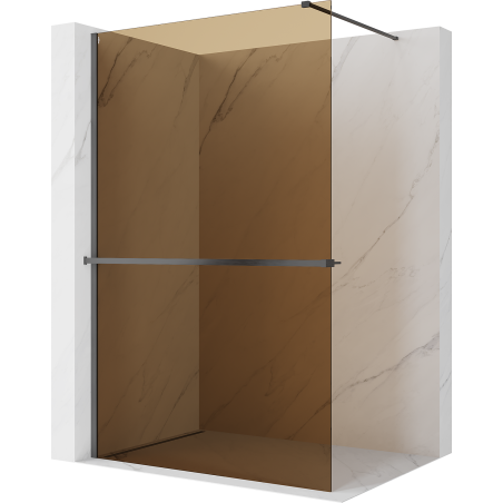 Mexen Kioto+ paroi de douche avec étagère Walk-in 70 x 200 cm, bronze 8 mm, gun gray brossé - 800-070-121-66-32