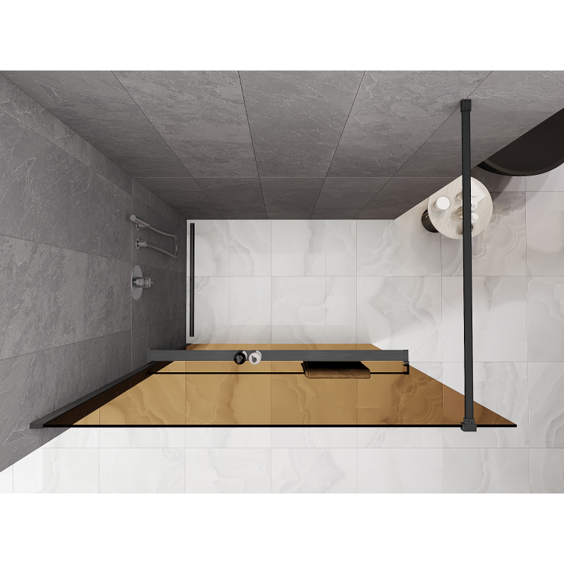 Mexen Kioto+ paroi de douche avec une étagère Walk-in 120 x 200 cm, bronze 8 mm, gris canon brossé - 800-120-121-66-32