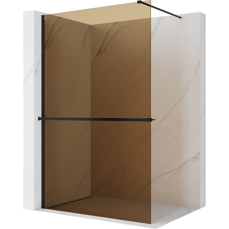 Mexen Kioto+ Paroi de douche avec étagère Walk-in 120 x 200 cm, bronze 8 mm, noir - 800-120-121-70-32