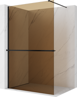 Mexen Kioto+ paroi de douche avec étagère Walk-in 130 x 200 cm, bronze 8 mm, noir - 800-130-121-70-32