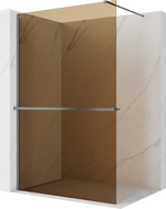Mexen Kioto+ paroi de douche avec étagère Walk-in 80 x 200 cm, bronze 8 mm, gun metal - 800-080-121-95-32