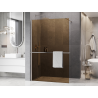 Mexen Kioto+ paroi de douche avec étagère Walk-in 70 x 200 cm, bronze 8 mm, nickel brossé - 800-070-121-97-32