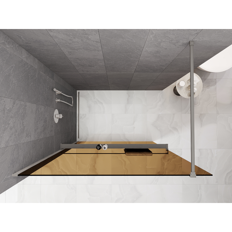 Mexen Kioto+ paroi de douche avec étagère Walk-in 70 x 200 cm, bronze 8 mm, nickel brossé - 800-070-121-97-32