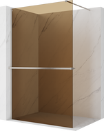 Mexen Kioto+ paroi de douche avec étagère Walk-in 110 x 200 cm, bronze 8 mm, nickel brossé - 800-110-121-97-32