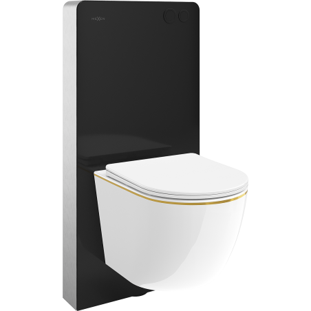 Mexen Lena ensemble externe WC châssis pneumatique Tex Air G avec cuvette WC et abattant à descente lente, blanc/or