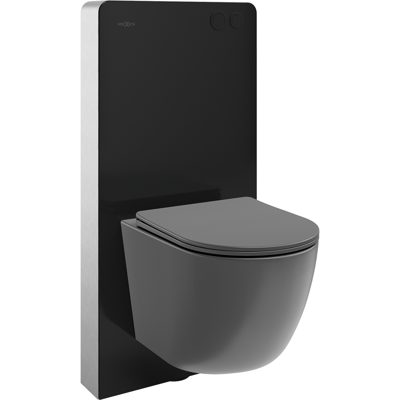 Mexen Lena ensemble WC en saillie cadre pneumatique Tex Air G avec cuvette WC et abattant à fermeture douce, gris foncé mat