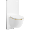 Mexen Lena ensemble WC sur bâti pneumatique Tex Air G avec cuvette WC et abattant à descente progressive, blanc/or