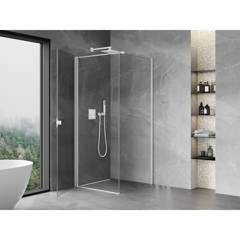 Mexen Mist-B cabine de douche pivotante 70 x 70 cm, transparente, blanche - 8A2T-070-070-20-00