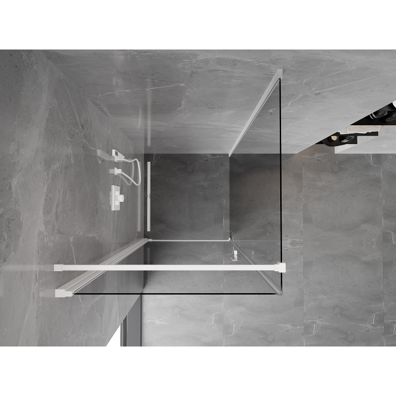Mexen Mist-B cabine de douche pivotante 70 x 70 cm, transparente, blanche - 8A2T-070-070-20-00