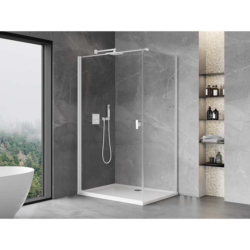 Mexen Mist-B cabine de douche pivotante 95 x 75 cm, transparente, blanche - 8A2T-095-075-20-00