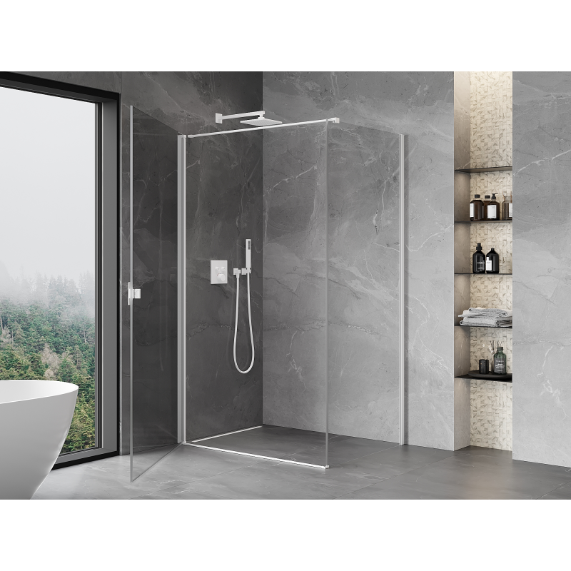 Mexen Mist-B cabine de douche pivotante 95 x 75 cm, transparente, blanche - 8A2T-095-075-20-00