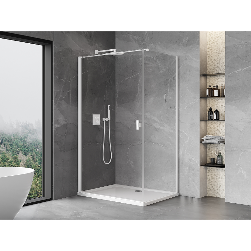 Mexen Mist-B cabine de douche pivotante 90 x 95 cm, transparent, blanc - 8A2T-090-095-20-00