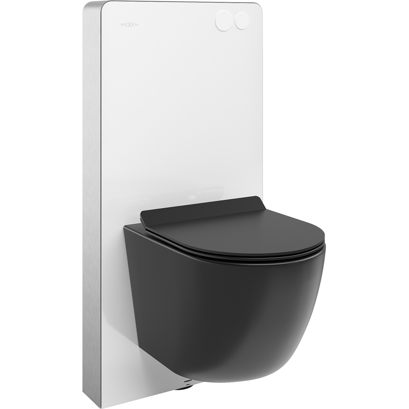 Mexen Lena ensemble WC sur cloisons avec cadre pneumatique Tex Air G avec cuvette WC et abattant à fermeture douce, noir mat