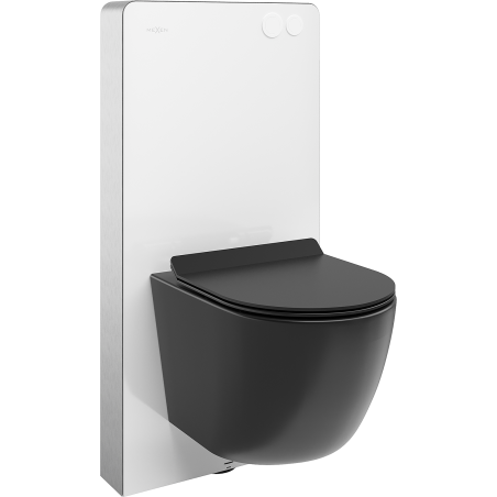 Mexen Lena ensemble WC sur cloisons avec cadre pneumatique Tex Air G avec cuvette WC et abattant à fermeture douce, noir mat