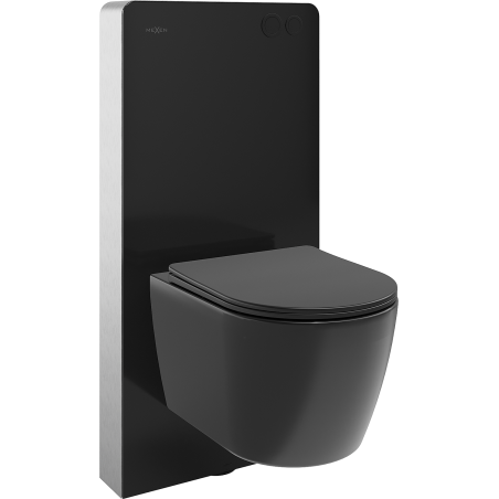 Mexen Carmen ensemble WC encastré, châssis pneumatique Tex Air G avec cuvette WC Tornado et abattant à descente douce, noir