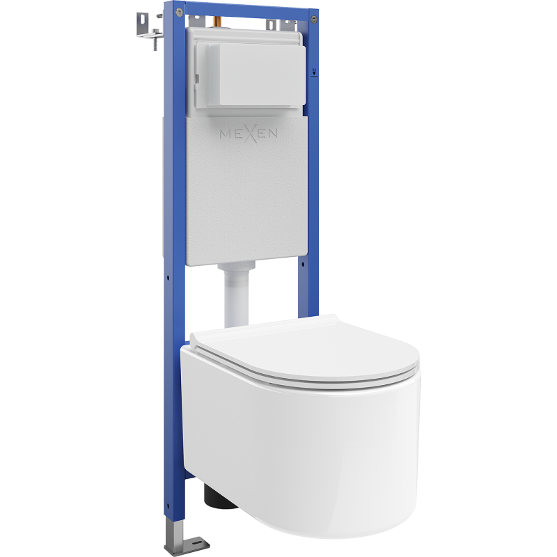 Mexen Sofia ensemble encastré WC cadre étroit, d'angle Tex W avec cuvette WC Tornado et siège à descente progressive, blanc