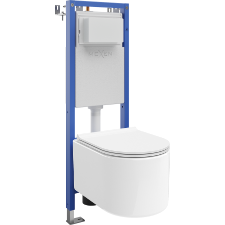 Mexen Sofia ensemble encastré WC cadre étroit, d'angle Tex W avec cuvette WC Tornado et siège à descente progressive, blanc