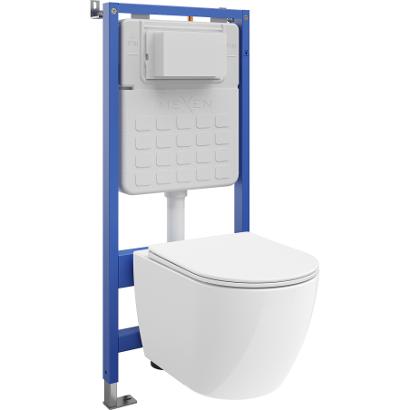 Mexen Lena ensemble encastré WC châssis Tex Slim avec cuvette WC 2.0 et abattant à descente lente, blanc - 61003022L4000