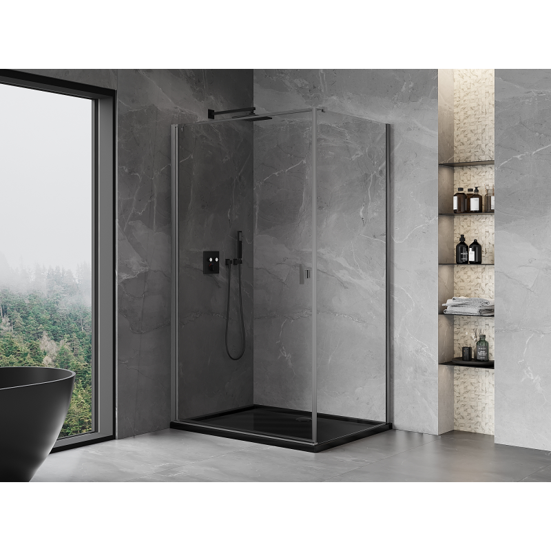 Mexen Mist-B cabine de douche battante 100 x 85 cm, transparente, gris canon brossé - 8A2T-100-085-66-00