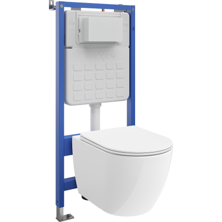 Mexen Lena ensemble encastré WC cadre pneumatique Tex Air Slim avec cuvette WC 2.0 Tornado et abattant à descente progressive,