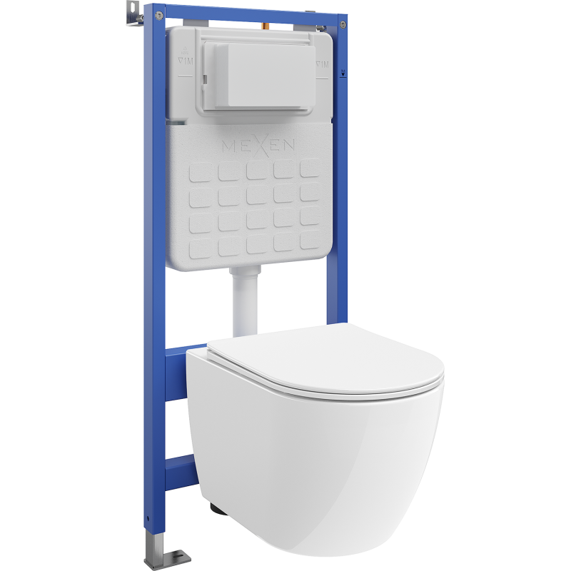 Mexen Lena ensemble encastré WC cadre Tex Slim avec cuvette WC 2.0 Tornado et abattant à descente lente, blanc