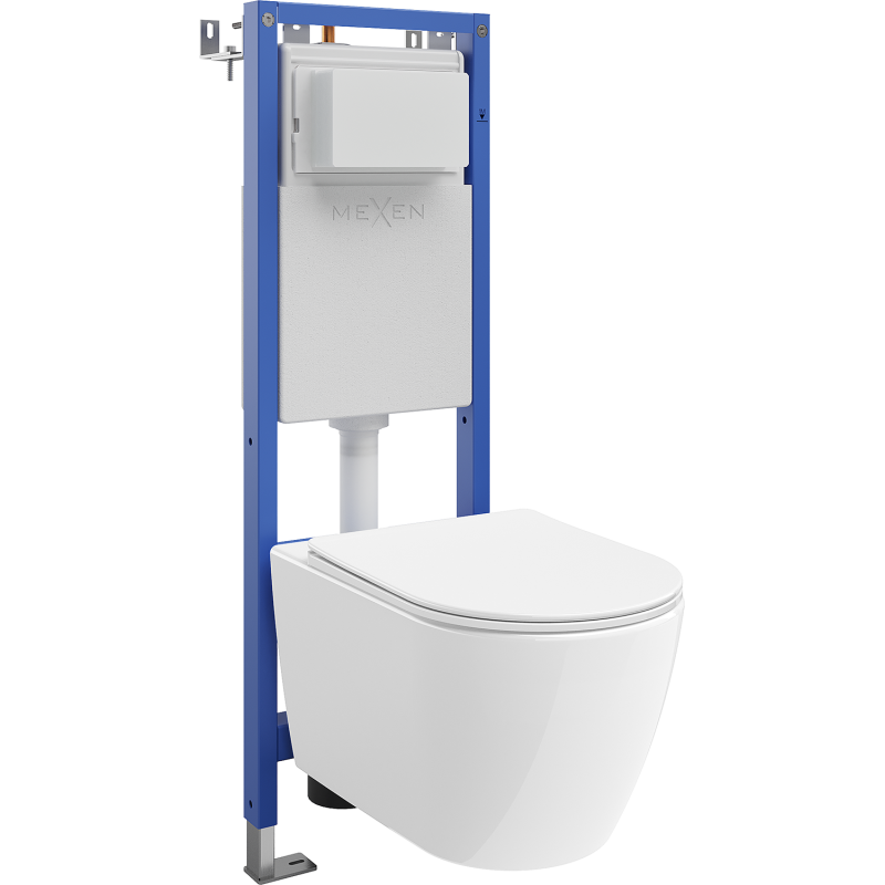 Mexen Rico ensemble encastré WC cadre étroit, d'angle Tex W avec cuvette WC 2.0 Tornado et abattant à fermeture lente, blanc