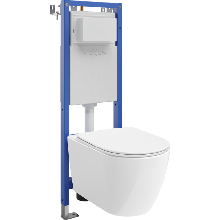 Mexen Rico ensemble encastré WC cadre étroit, d'angle Tex W avec cuvette WC 2.0 Tornado et abattant à fermeture lente, blanc