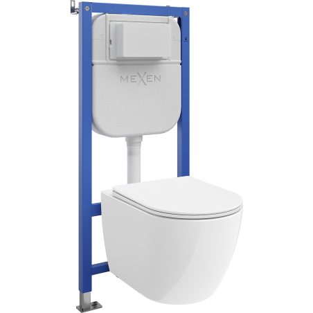 Mexen Lena ensemble encastré WC cadre pneumatique Tex Air E avec cuvette WC 2.0 et abattant à descente progressive, blanc