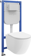 Mexen Lena ensemble encastré WC cadre pneumatique Tex Air E avec cuvette WC 2.0 et abattant à descente progressive, blanc