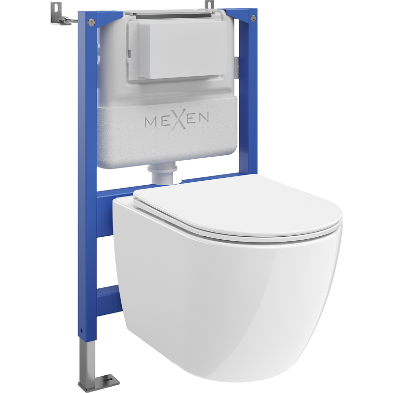 Mexen Lena ensemble WC encastré structure pneumatique Tex Air XS-F avec cuvette WC 2.0 et abattant à descente lente, blanc