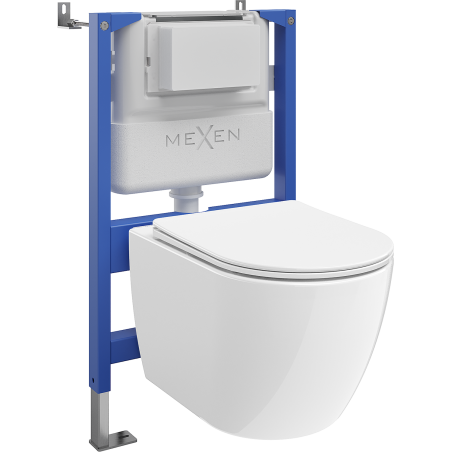 Mexen Lena ensemble WC encastré structure pneumatique Tex Air XS-F avec cuvette WC 2.0 et abattant à descente lente, blanc