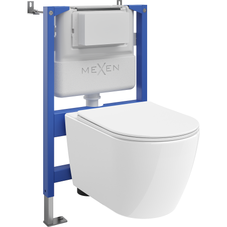 Mexen Rico ensemble encastré WC cadre pneumatique Tex Air XS-F avec cuvette WC 2.0 Tornado et abattant à descente lente, blanc