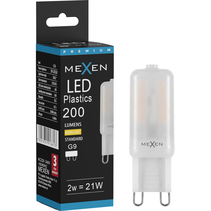 Mexen Aura Ampoule LED G9, 2W, Chaude - 3000K, 200 lm - L120-G9-0230-01