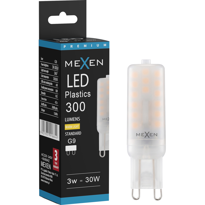 Mexen Aura Ampoule LED G9, 3W, Chaude - 3000K, 300 lm - L120-G9-0330-01