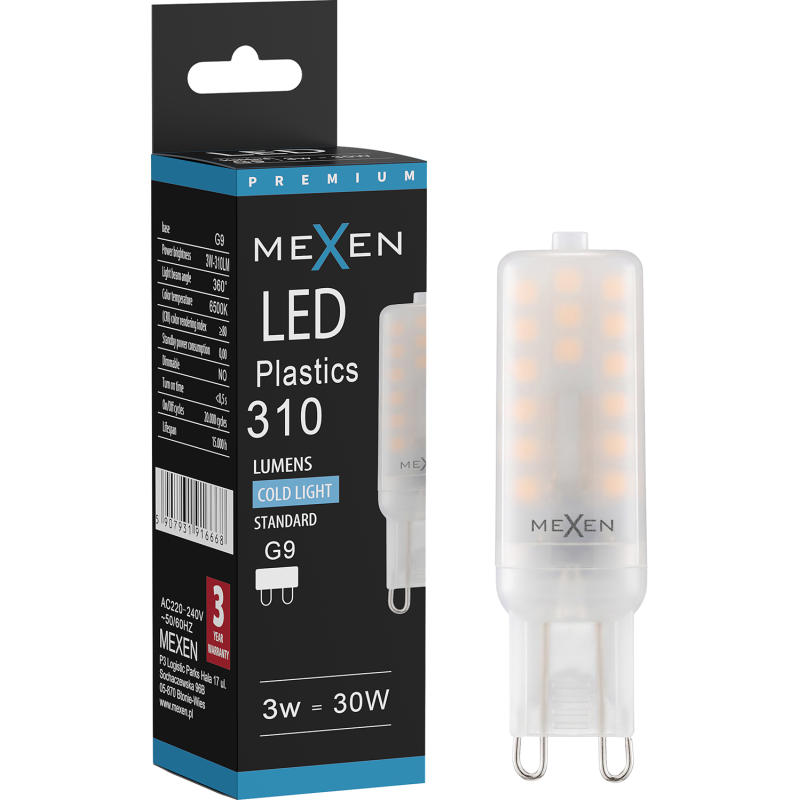 Mexen Aura Ampoule LED G9, 3W, Froid - 6500K, 310 lm - L120-G9-0365-01