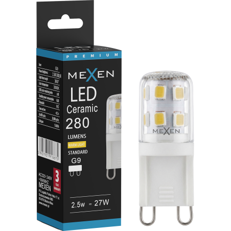 Mexen Aura Ampoule LED G9, 2,5W, Chaud - 3000K, 280 lm - L121-G9-0230-01