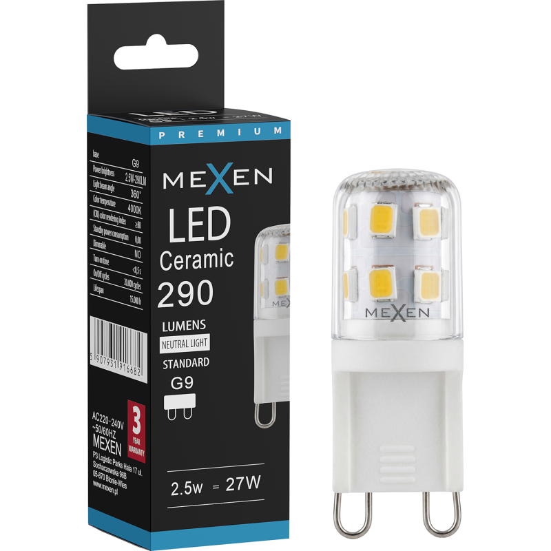 Mexen Aura Ampoule LED G9, 2,5W, Neutre - 4000K, 290 lm - L121-G9-0240-01