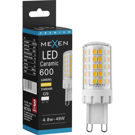 Mexen Aura Ampoule LED G9, 4,8W, Chaude - 3000K, 600 lm - L121-G9-0530-01