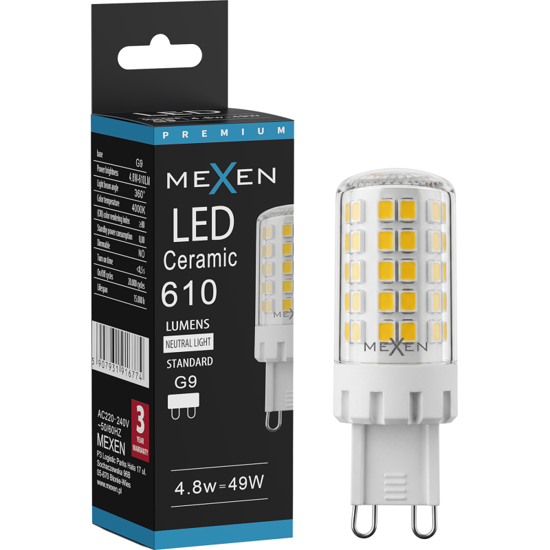 Mexen Aura Ampoule LED G9, 4,8W, Neutre - 4000K, 610 lm - L121-G9-0540-01