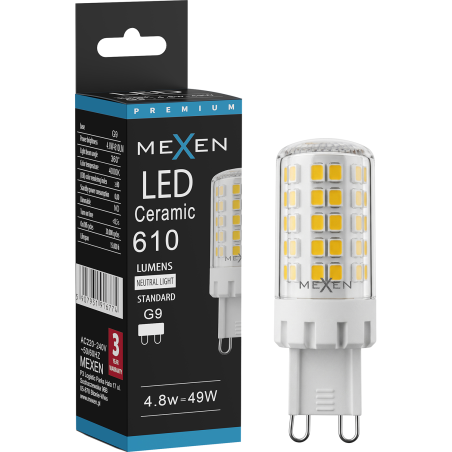Mexen Aura Ampoule LED G9, 4,8W, Neutre - 4000K, 610 lm - L121-G9-0540-01