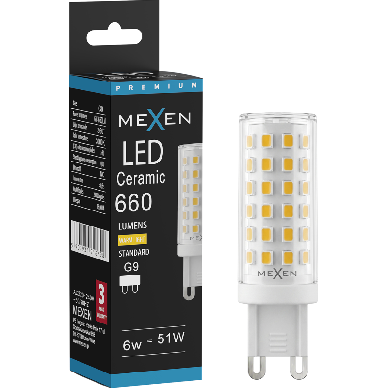 Mexen Aura Ampoule LED G9, 6W, Chaude - 3000K, 660 lm - L121-G9-0630-01