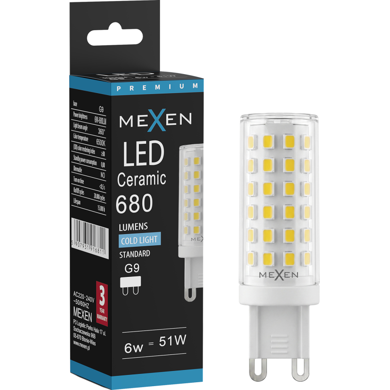 Mexen Aura Ampoule LED G9, 6W, Froid - 6500K, 680 lm - L121-G9-0665-01
