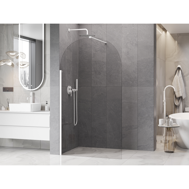 Mexen Kioto-Q Paroi de douche Walk-in 100 x 200 cm, transparent 8 mm, blanc - 800-100-101-20-00-Q