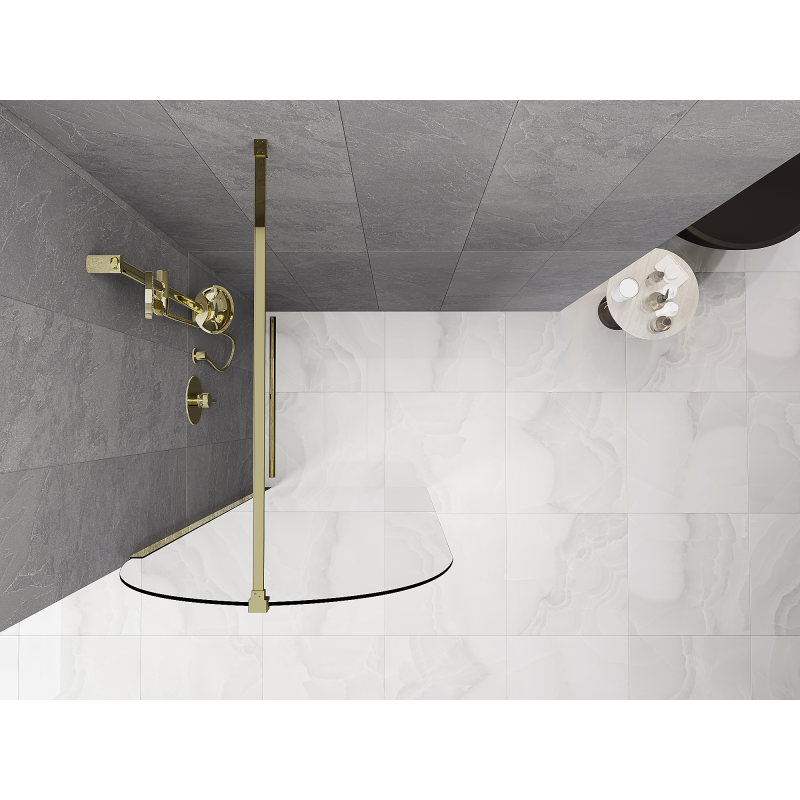 Mexen Kioto-Q Paroi de douche Walk-in 80 x 200 cm, transparente 8 mm, dorée - 800-080-101-50-00-Q