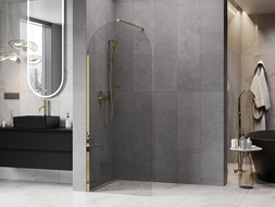 Mexen Kioto-Q Paroi de douche Walk-in 90 x 200 cm, transparent 8 mm, or - 800-090-101-50-00-Q