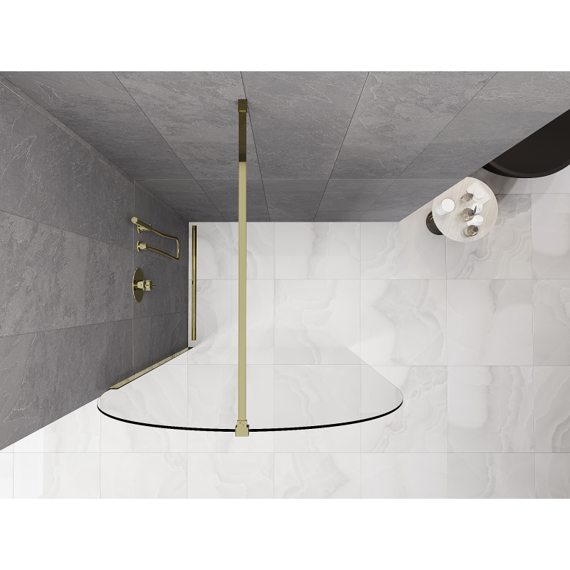 Mexen Kioto-Q paroi de douche Walk-in 110 x 200 cm, transparent 8 mm, or - 800-110-101-50-00-Q