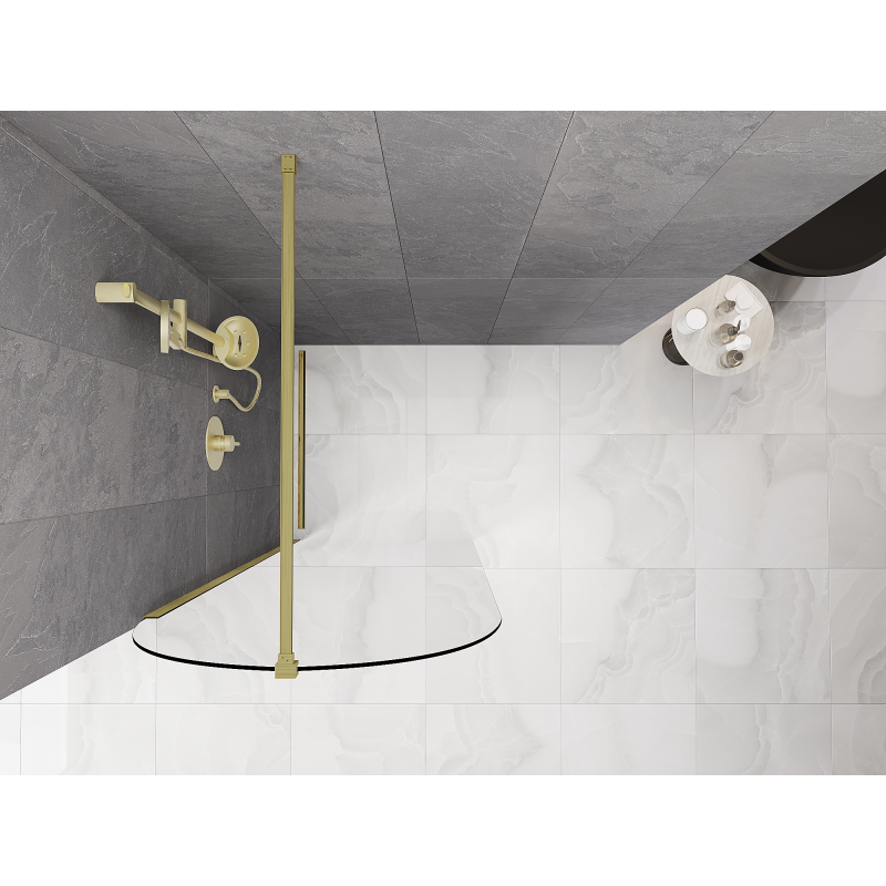 Mexen Kioto-Q Paroi de douche Walk-in 90 x 200 cm, transparent 8 mm, or brossé - 800-090-101-55-00-Q