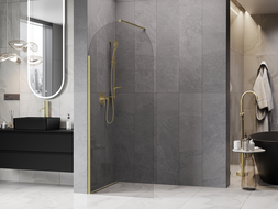 Mexen Kioto-Q Paroi de douche Walk-in 90 x 200 cm, transparent 8 mm, or brossé - 800-090-101-55-00-Q