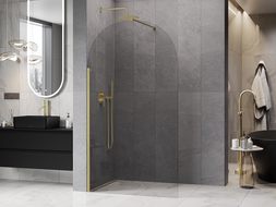 Mexen Kioto-Q paroi de douche Walk-in 100 x 200 cm, transparent 8 mm, or brossé - 800-100-101-55-00-Q