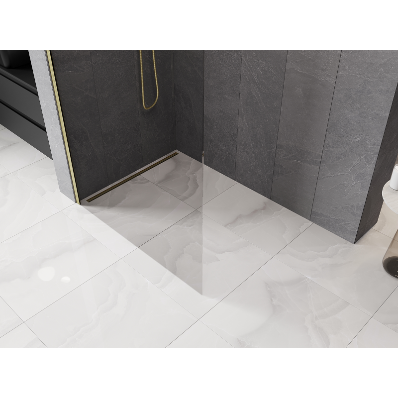 Mexen Kioto-Q paroi de douche Walk-in 100 x 200 cm, transparent 8 mm, or brossé - 800-100-101-55-00-Q